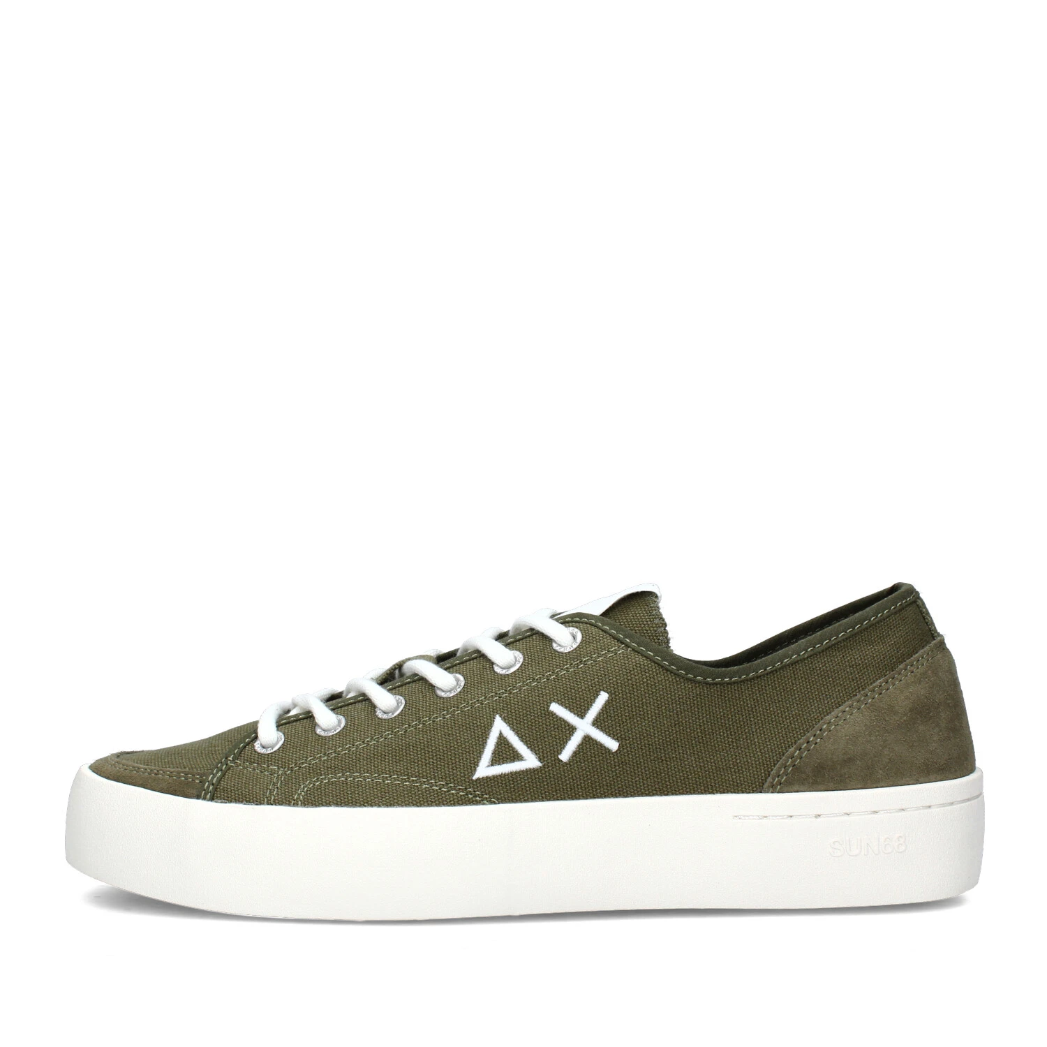 SNEAKERS BASSE STREET CANVAS CON LOGO LATERALE UOMO VERDE MILITARE