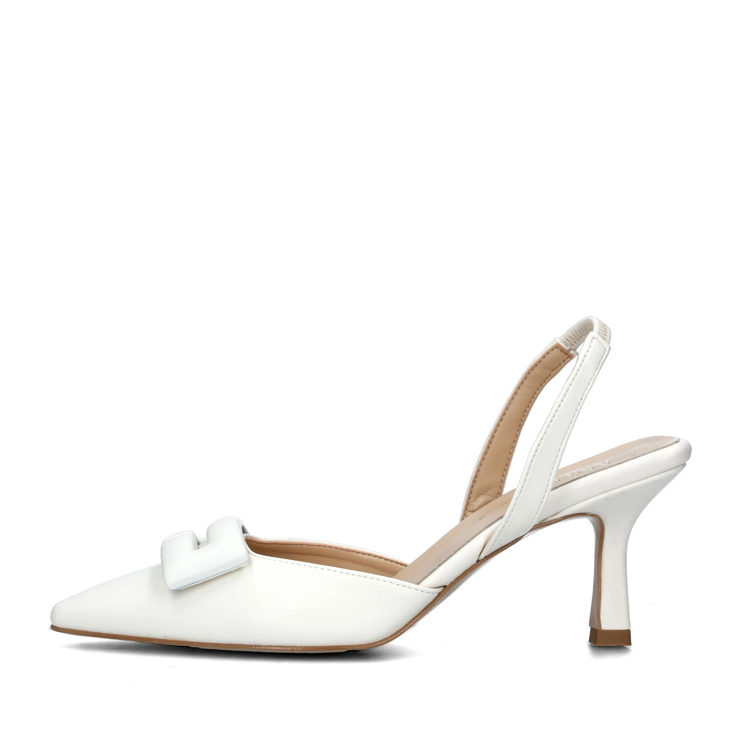 SLINGBACK CON INSERTO E SOLETTA IN PELLE DONNA ECRU