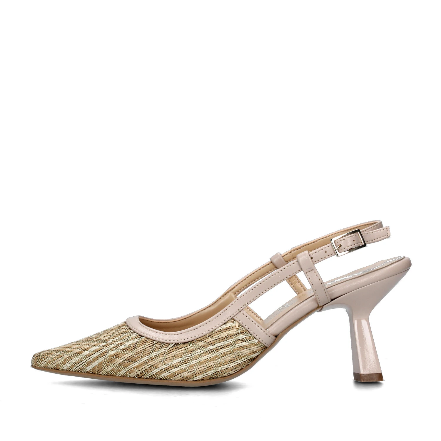 SLINGBACK CON RICAMI ORO E SOLETTA IN PELLE DONNA BEIGE