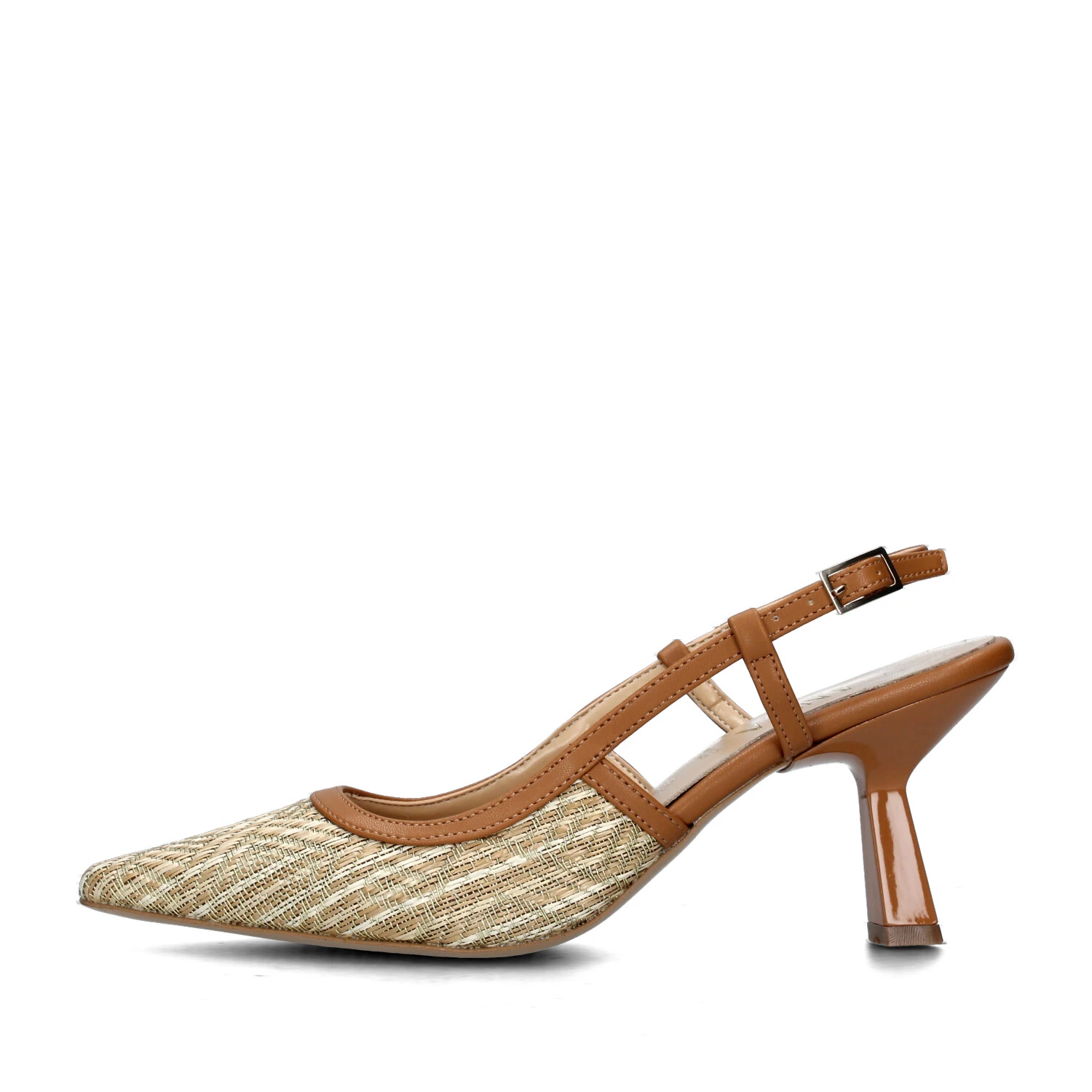 SLINGBACK CON RICAMI ORO E SOLETTA IN PELLE DONNA MARRONE