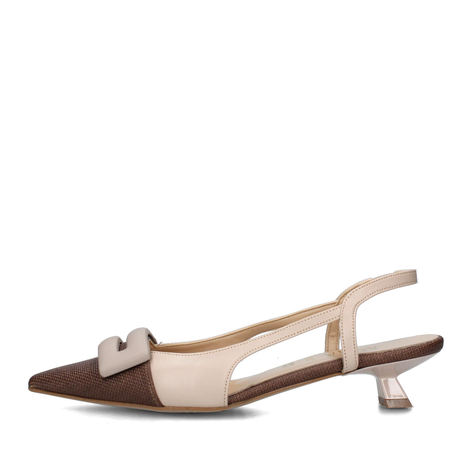 SLINGBACK BICOLORE CON SOLETTA IN PELLE DONNA MARRONE BEIGE