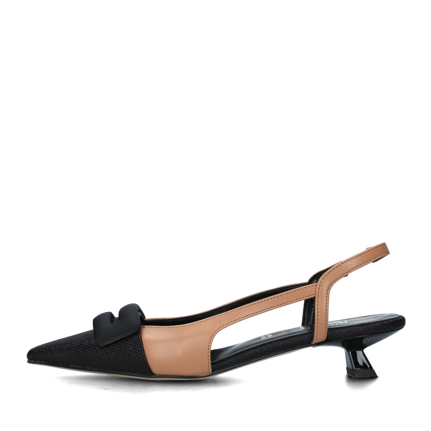 SLINGBACK BICOLORE CON SOLETTA IN PELLE DONNA NERO BEIGE