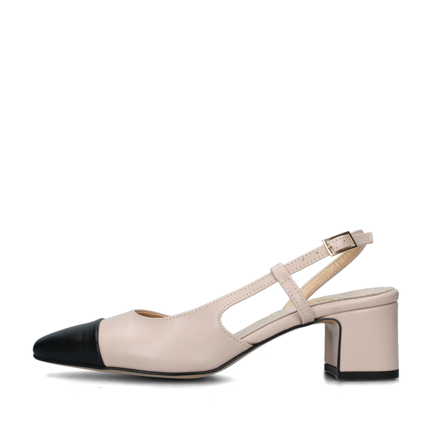 SLINGBACK CON PUNTA COLORATA E SOLETTA IN PELLE DONNA BEIGE NERO