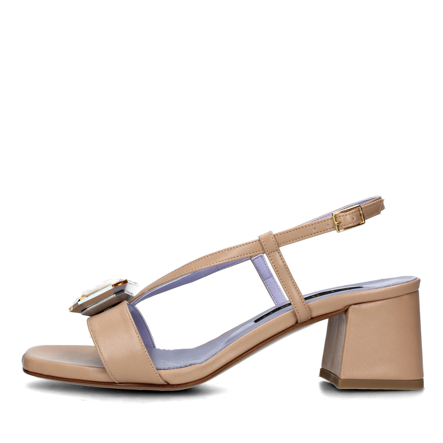 SANDALI TACCO ALTO CON GIOIELLO DONNA BEIGE