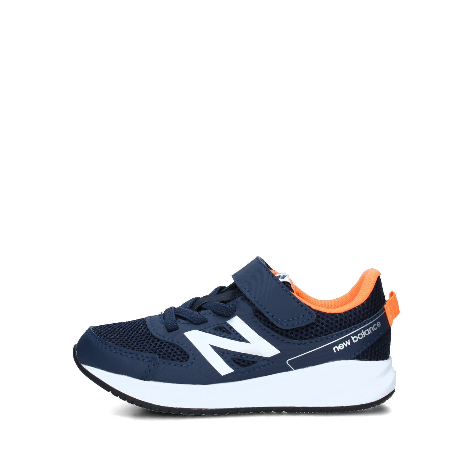 SNEAKERS BASSE 570 CON INSERTI ARANCIO FLUO BAMBINO BLU NAVY