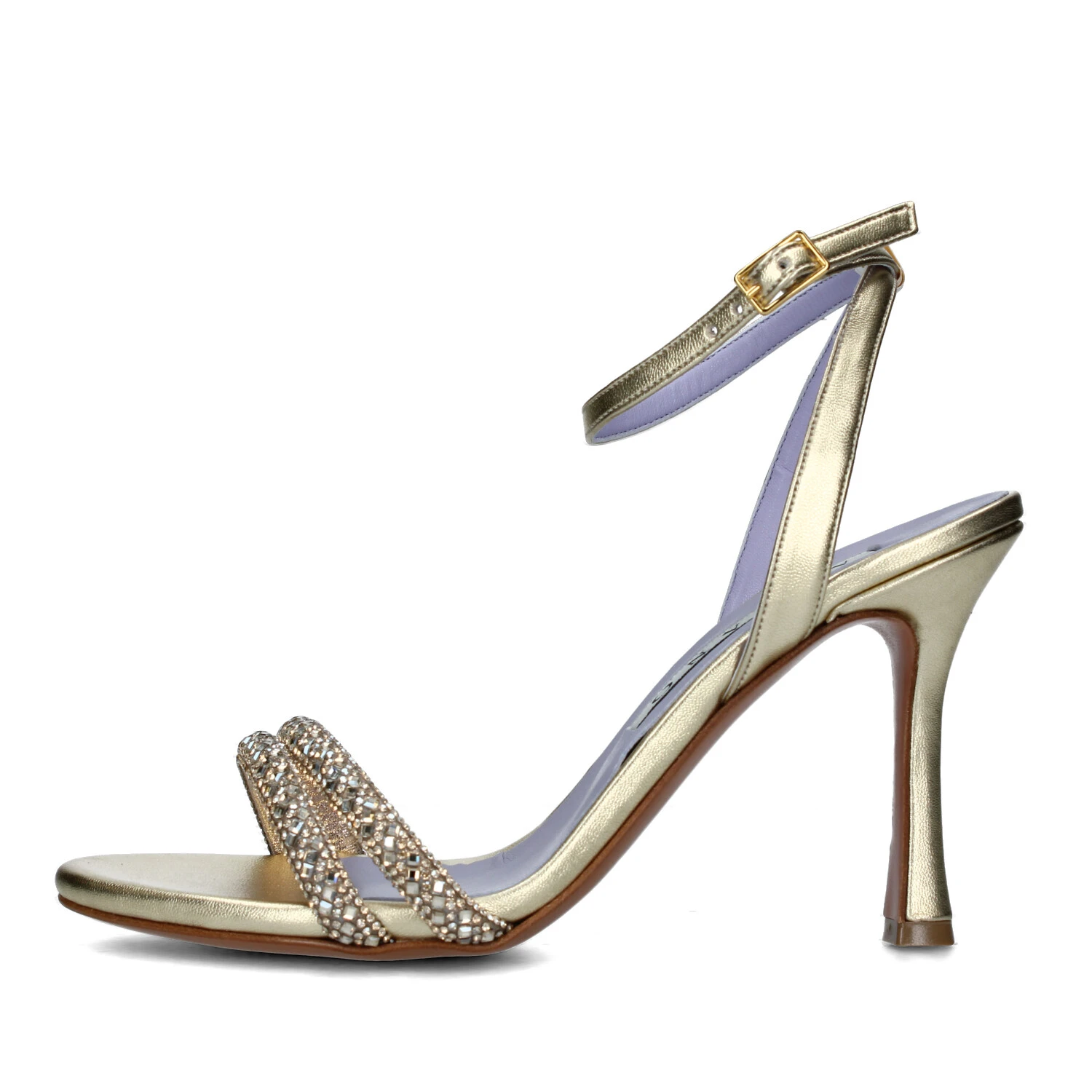 SANDALI TACCO ALTO CON STRASS DONNA ORO