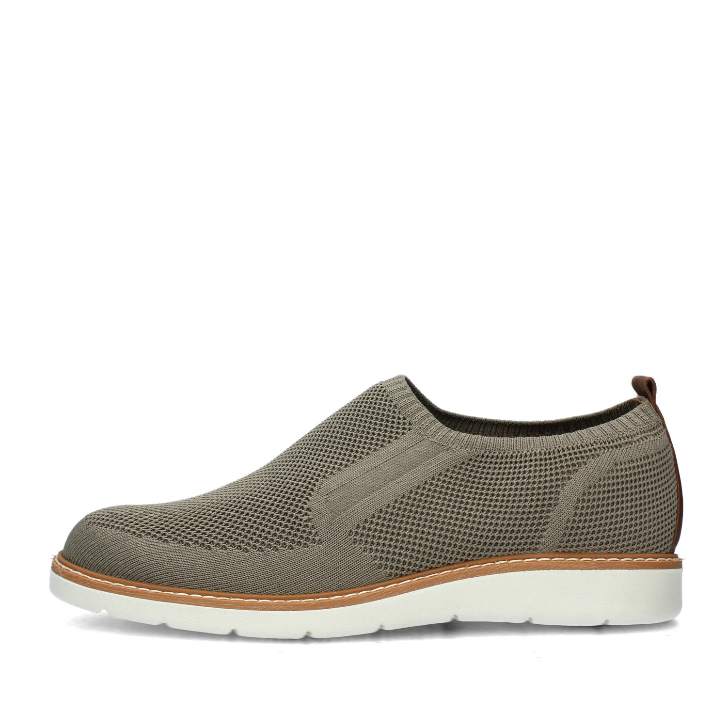 SNEAKERS SLIP ON IN MAGLIA CON IMPUNTURE UOMO BEIGE