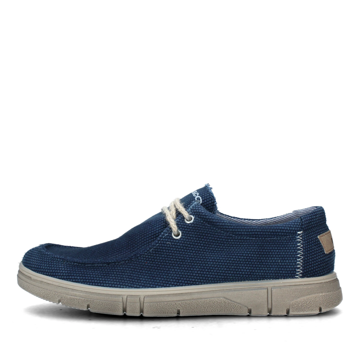 MOCASSINI CON LACCI IN CORDA E SOLETTA IN PELLE UOMO BLU JEANS