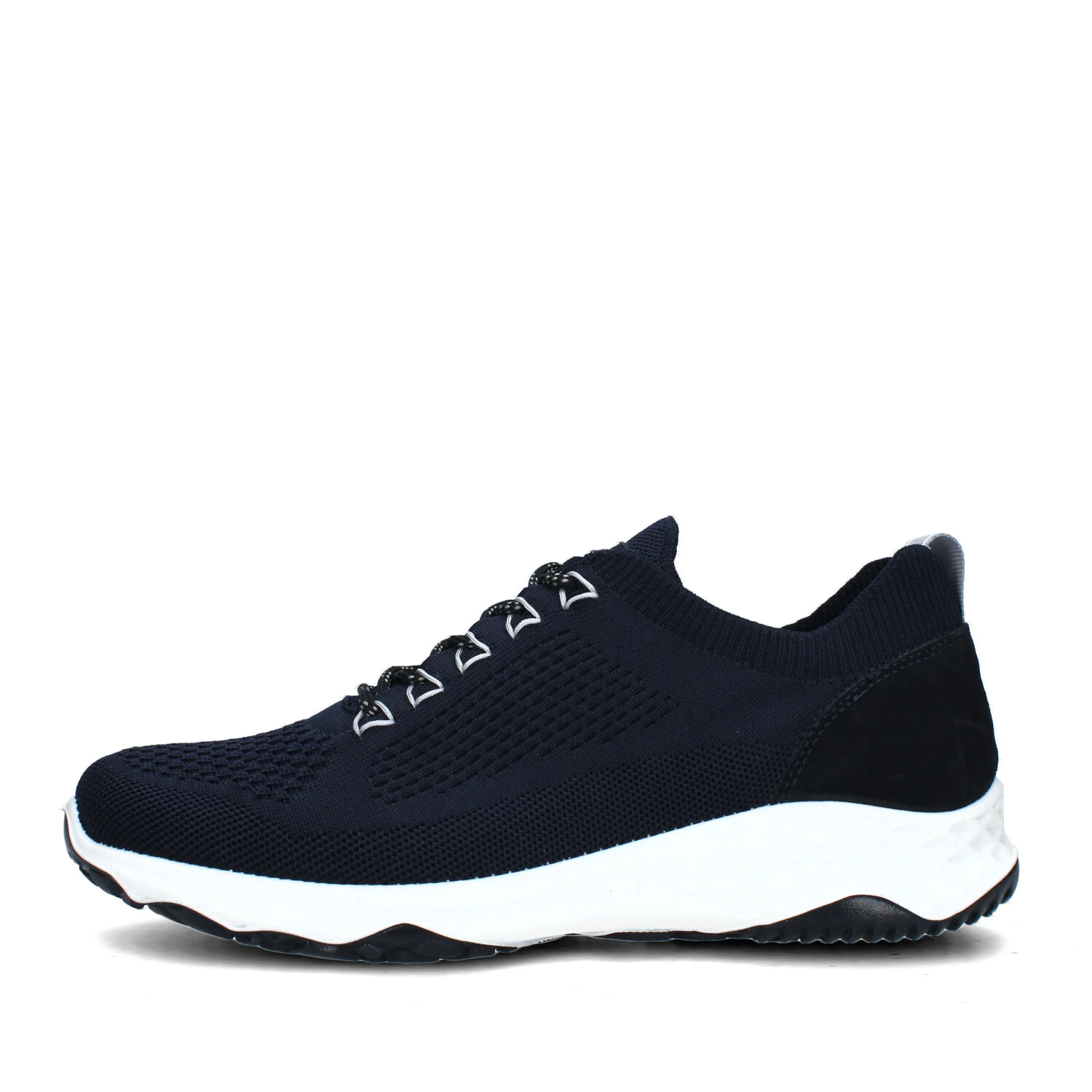 SNEAKERS BASSE A MAGLIA CON LOGO AL TALLONE UOMO BLU