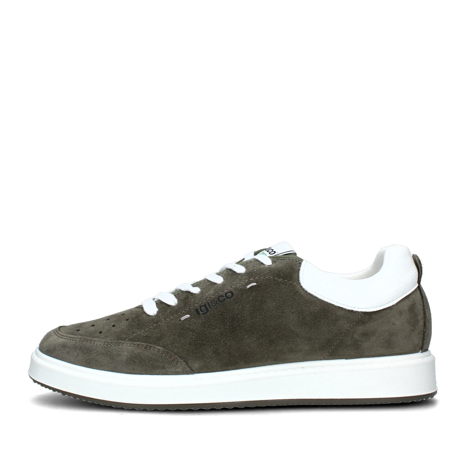 SNEAKERS BASSE SCAMOSCIATE CON LOGO LATERALE UOMO VERDE MILITARE