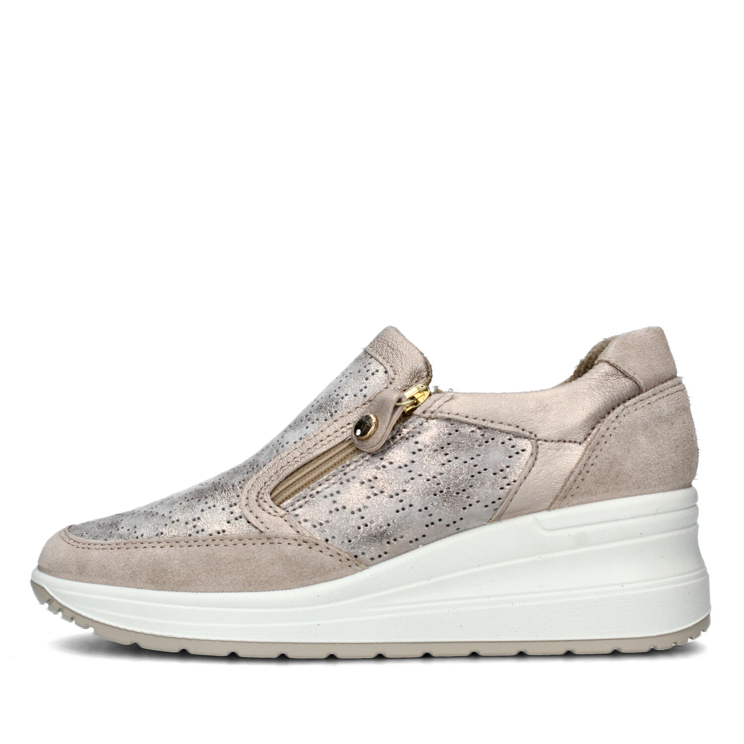 SNEAKERS SLIP ON CON ZEPPA E CERNIERA DONNA BEIGE