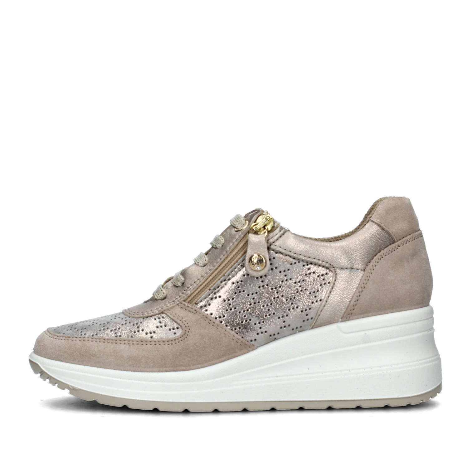 SNEAKERS PLATFORM CON DOPPIA CHIUSURA DONNA BEIGE