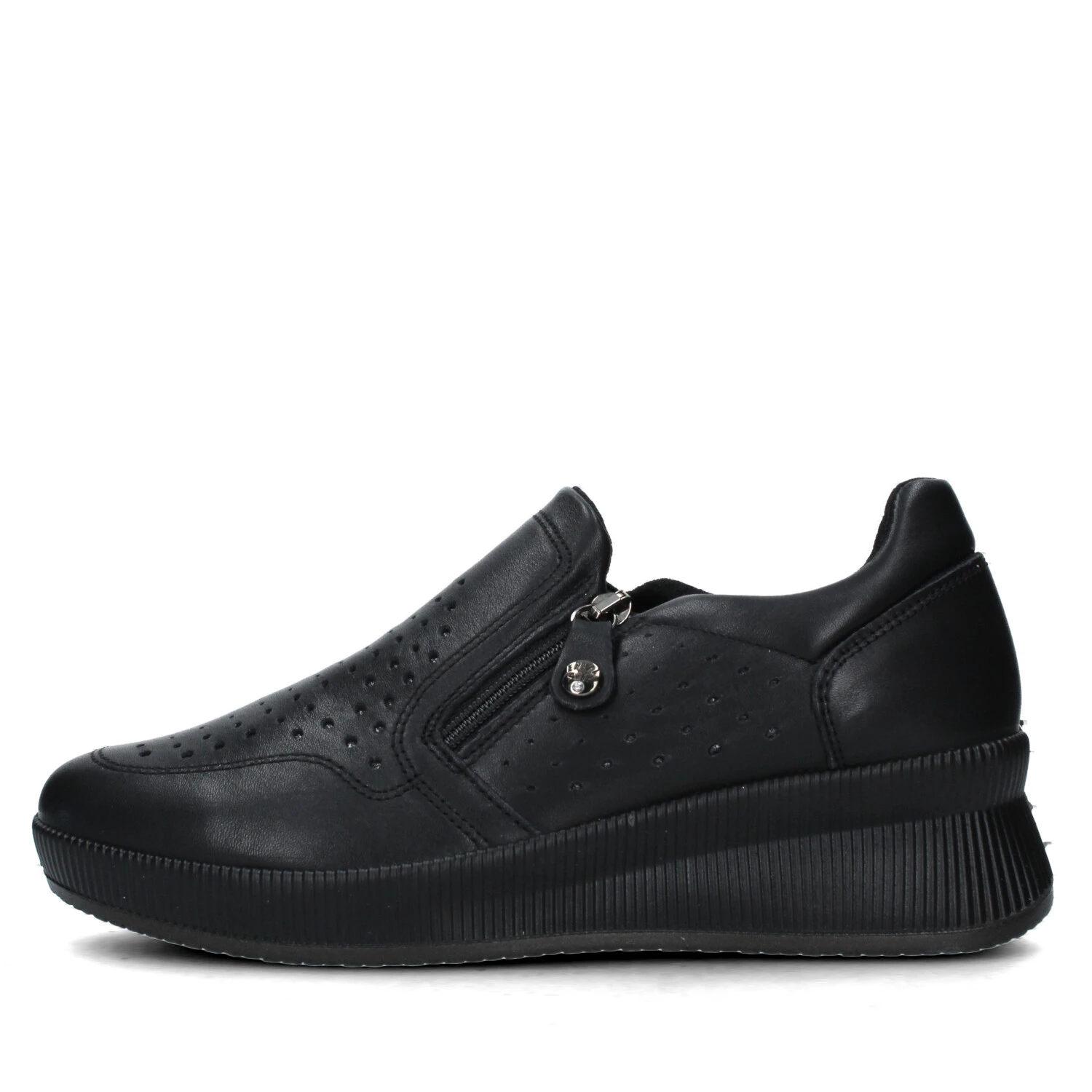 SNEAKERS SLIP ON CON ZEPPA E FORI DONNA NERO