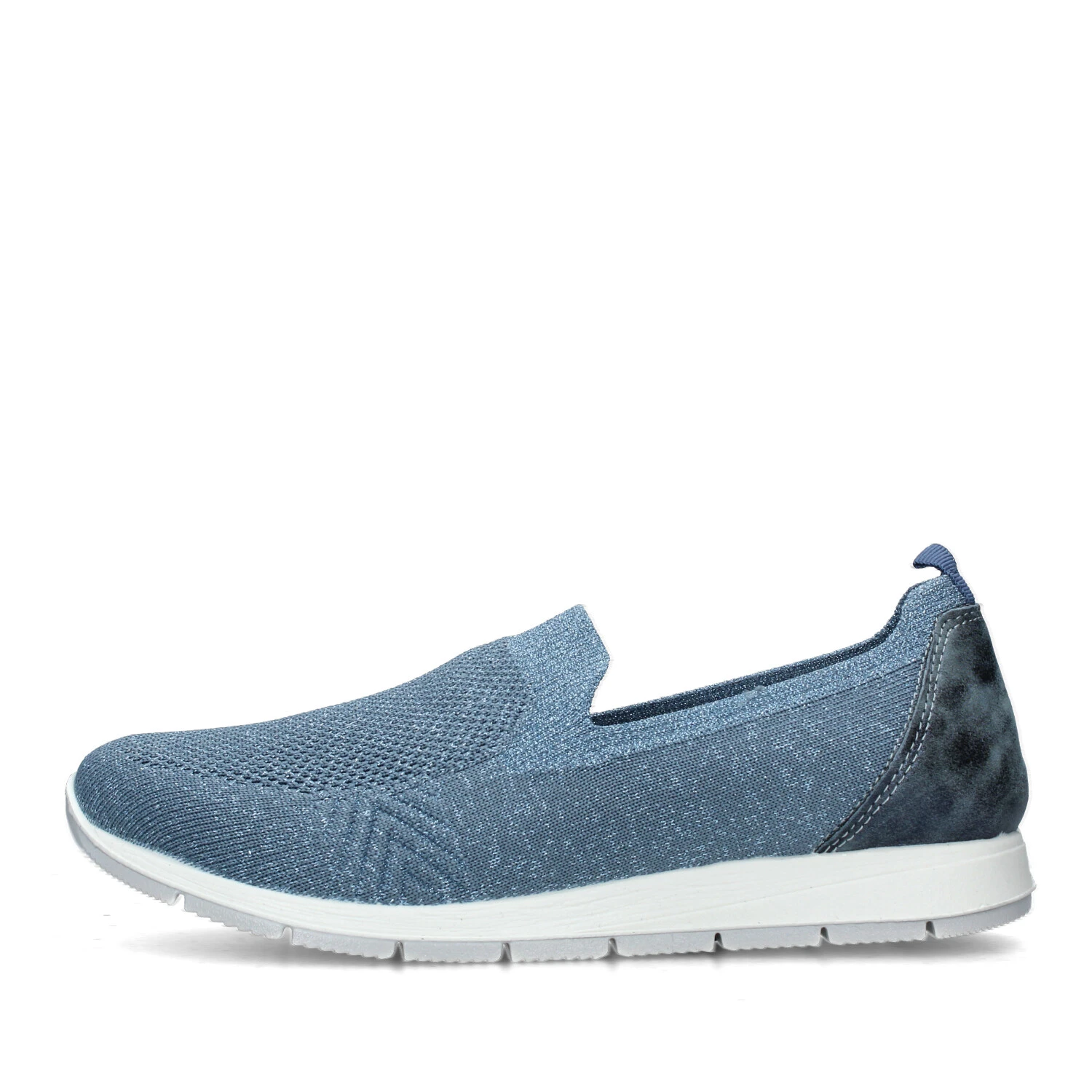 SNEAKERS SLIP ON IN TESSUTO E PELLE DONNA CELESTE