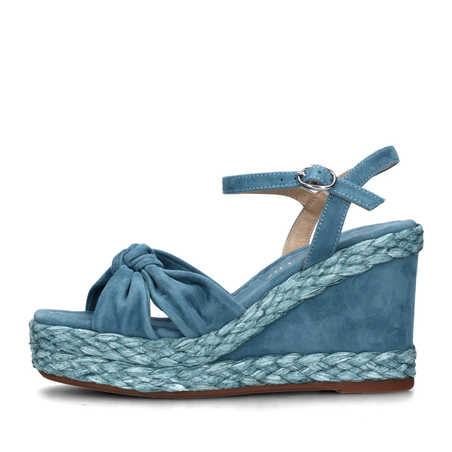 SANDALI CON ZEPPA E FASCE ANNODATE DONNA BLU JEANS