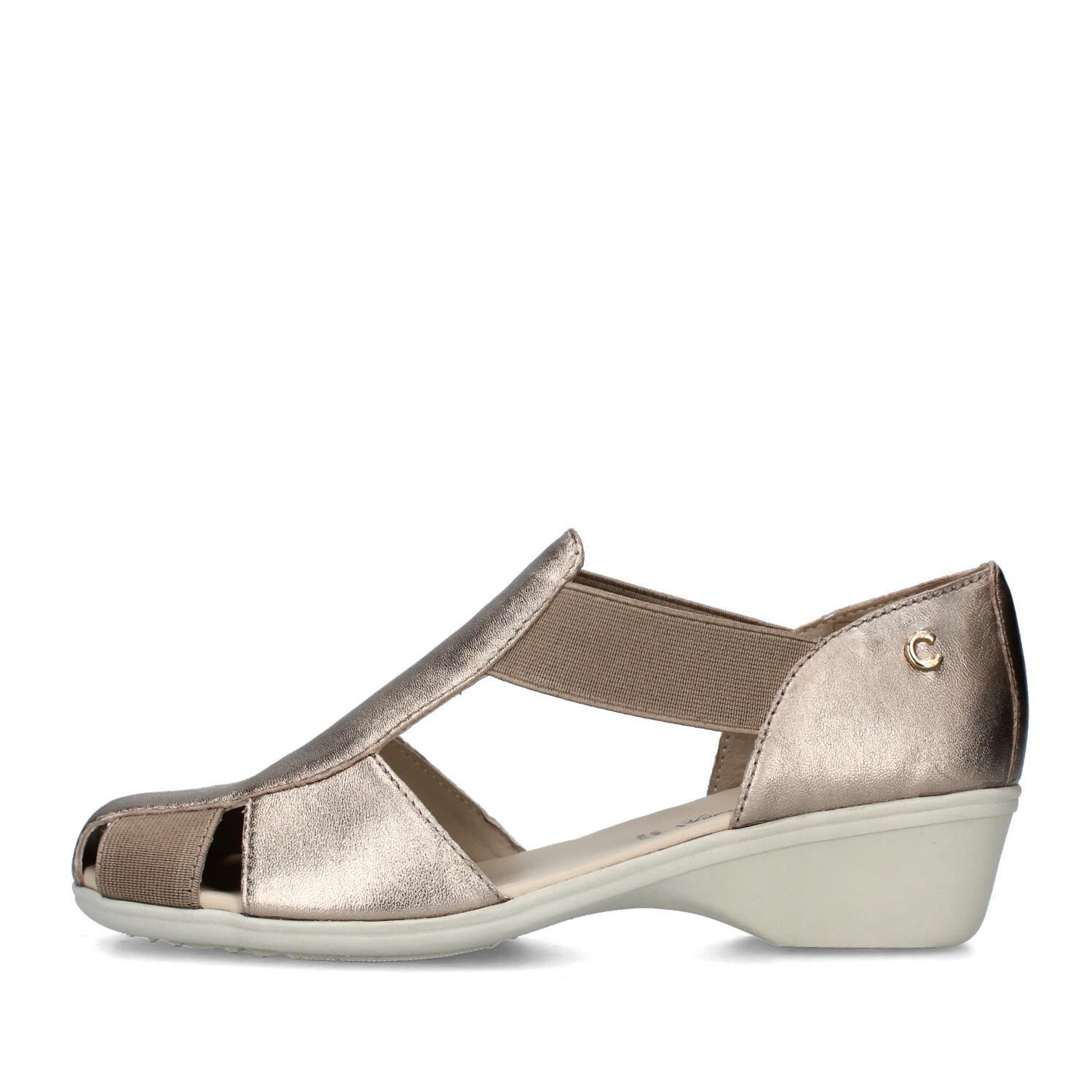 SANDALI TACCO BASSO CON ELASTICI DONNA BEIGE