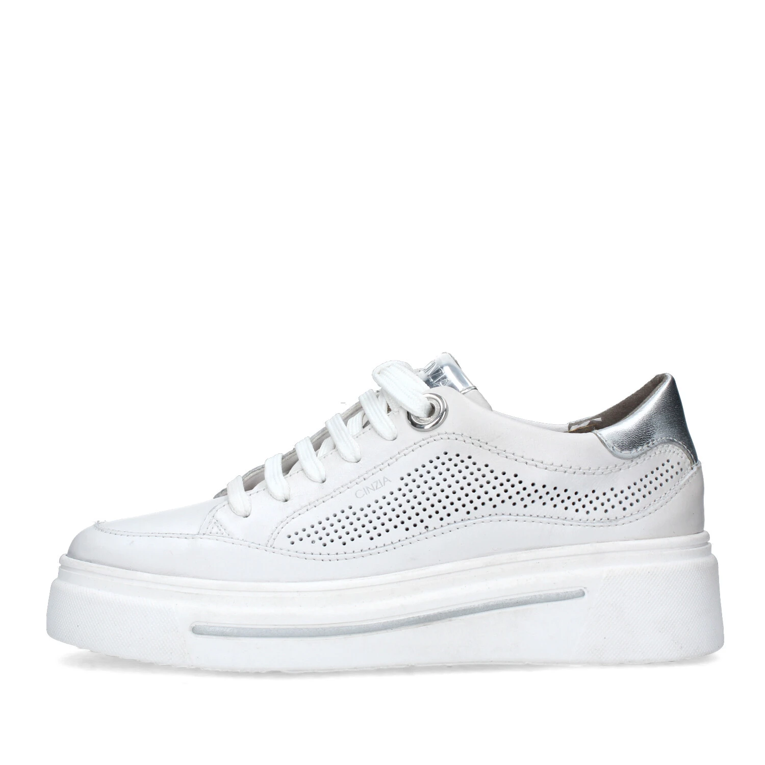 SNEAKERS PLATFORM CON INSERTI ARGENTO DONNA BIANCO