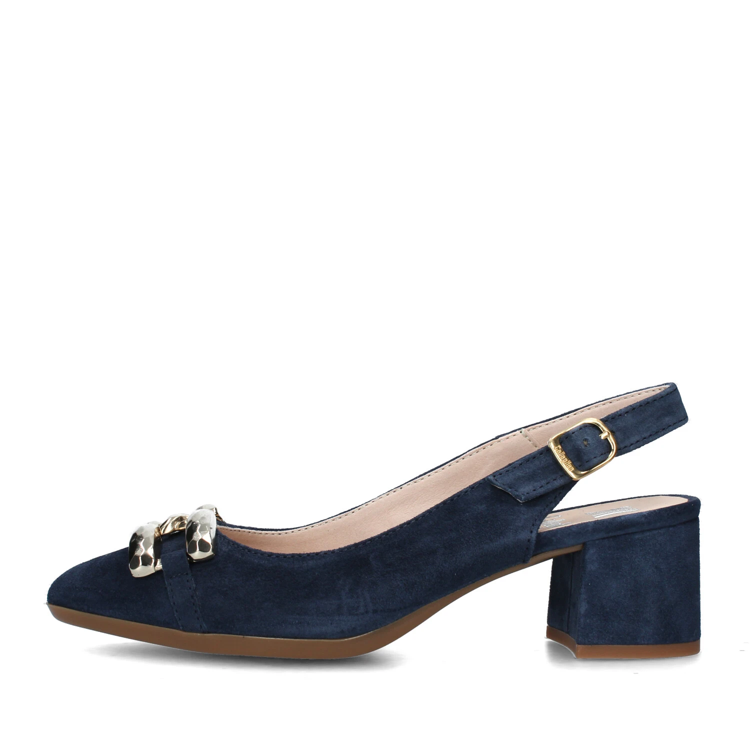 SLINGBACK ZAHARA IN CAMOSCIO CON INSERTO DORATO DONNA BLU