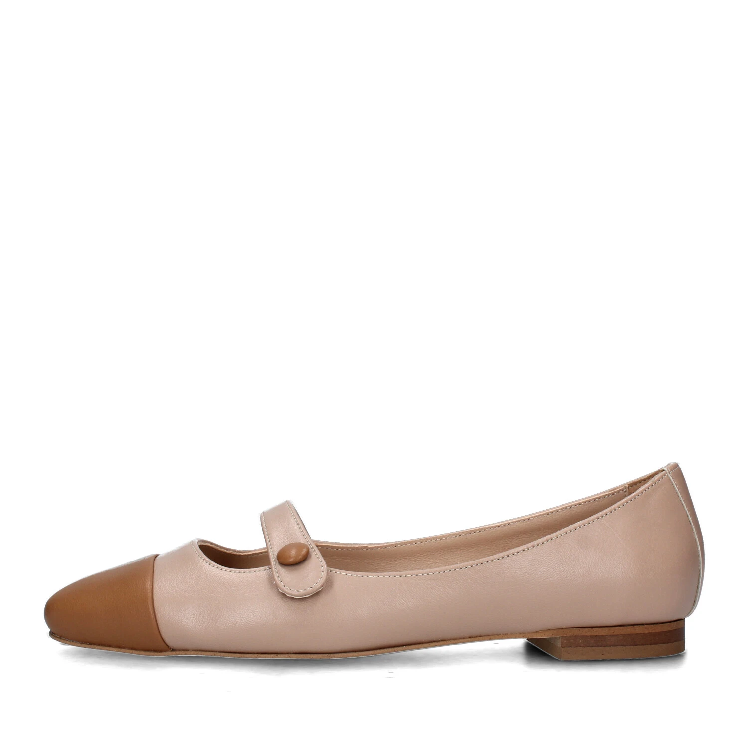 BALLERINE IN PELLE CON PUNTA MARRONE DONNA BEIGE