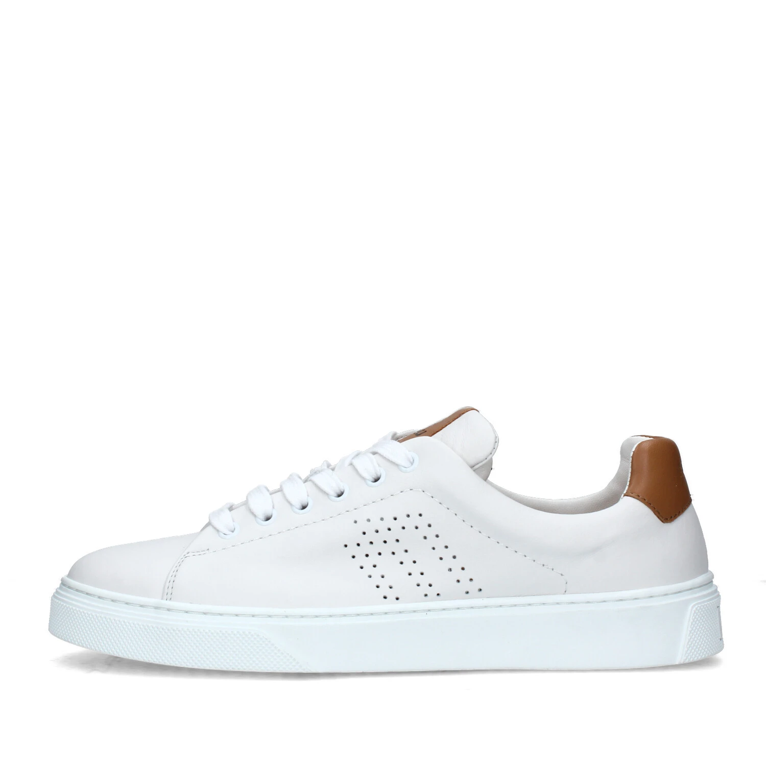 SNEAKERS BASSE CON LOGO A FORI UOMO BIANCO MARRONE