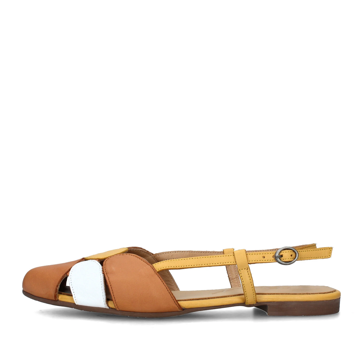 SLINGBACK BICOLORE IN PELLE DONNA GIALLO BIANCO