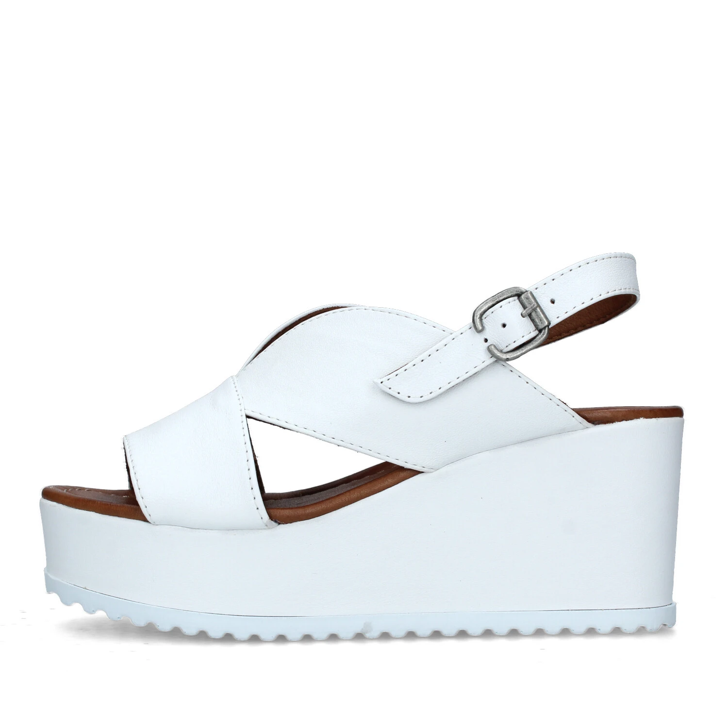 SANDALI CON ZEPPA IN PELLE DONNA BIANCO