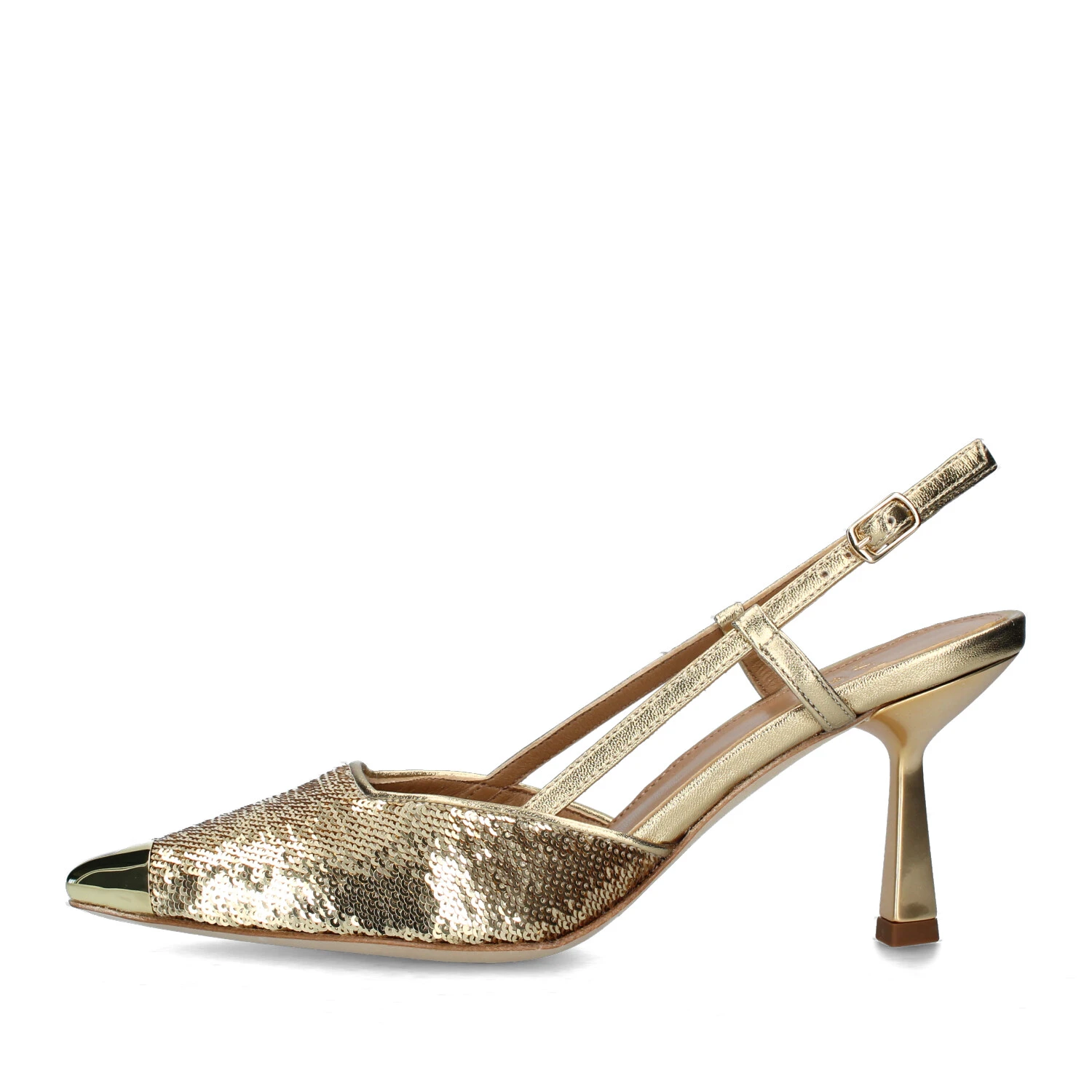 SLINGBACK IN PELLE CON TRAMA PAILLETTES DONNA ORO