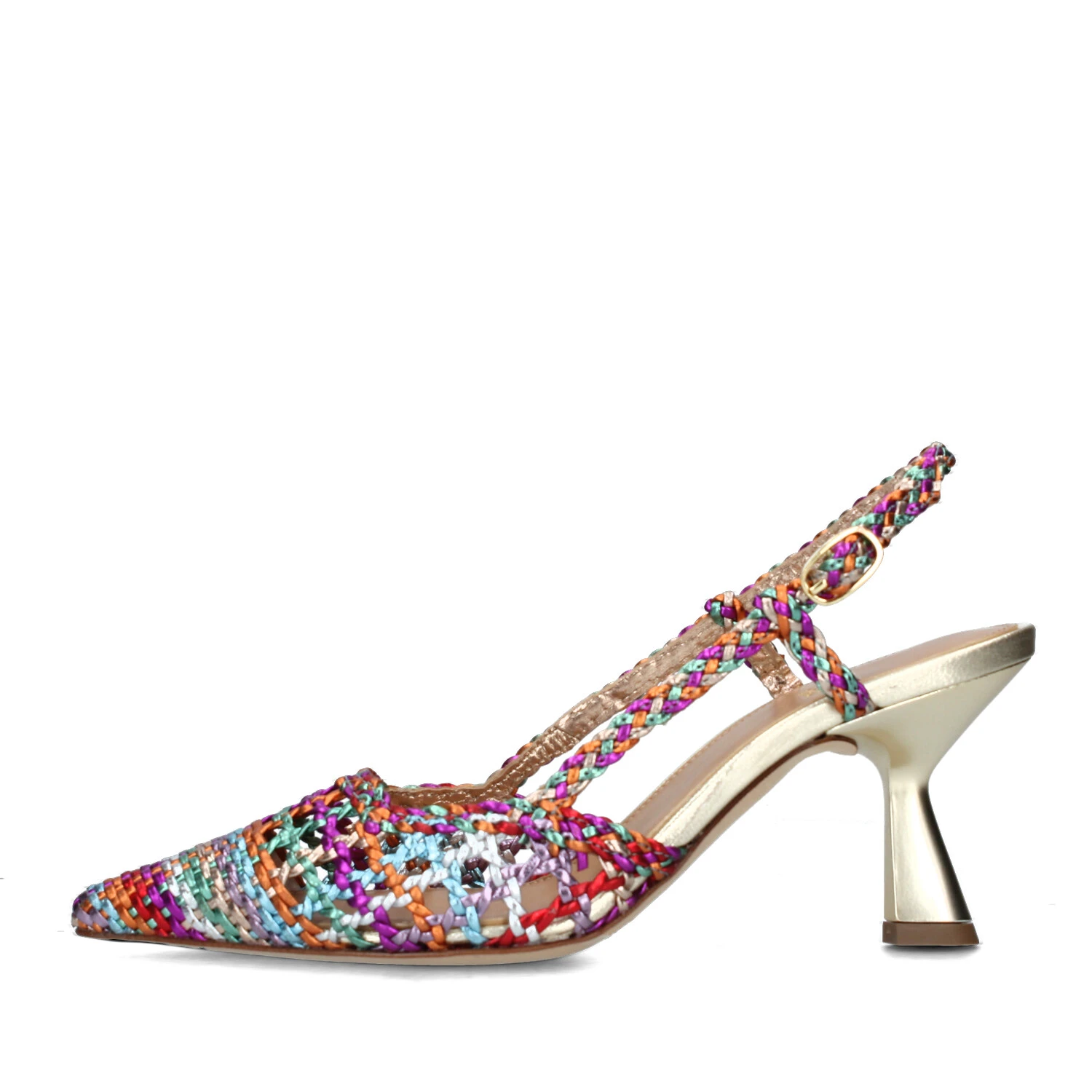 SLINGBACK MULTICOLORE CON INTRECCIO DONNA ARGENTO VIOLA