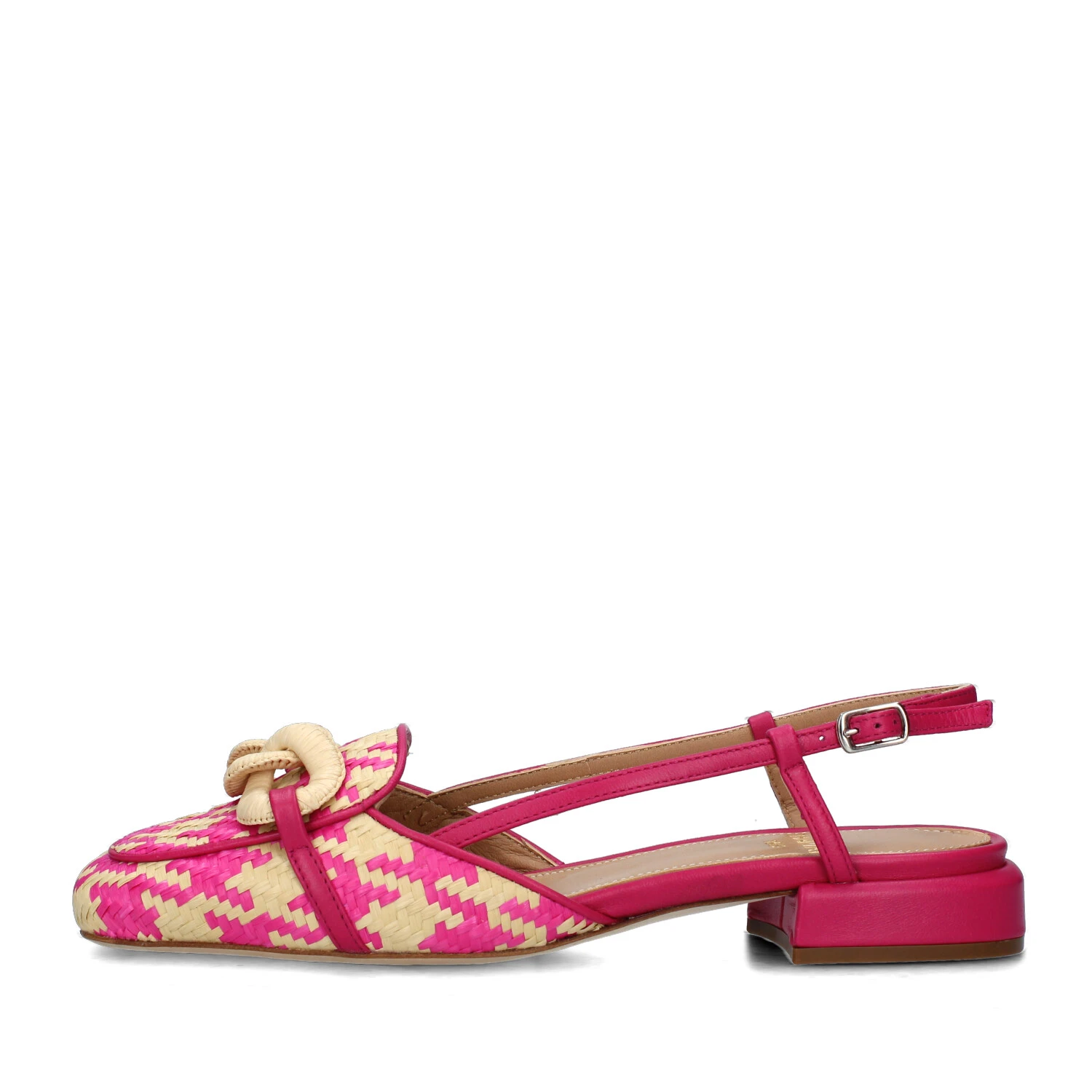 SLINGBACK CON CATENA RIVESTITA IN TESSUTO DONNA FUCSIA