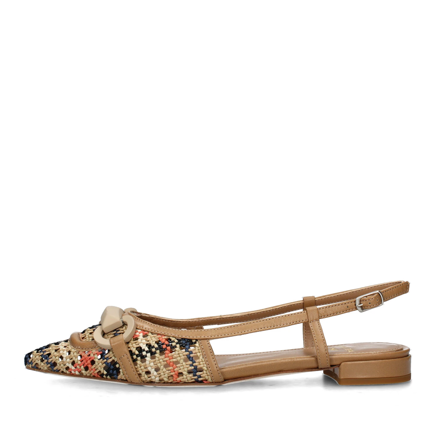 SLINGBACK MULTICOLORE CON TACCO BASSO DONNA BEIGE