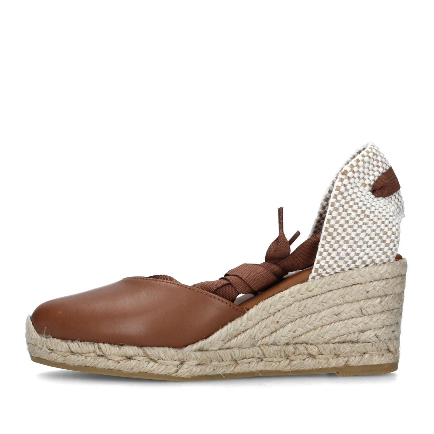 ESPADRILLAS CON ZEPPA E LACCETTO DONNA CUOIO