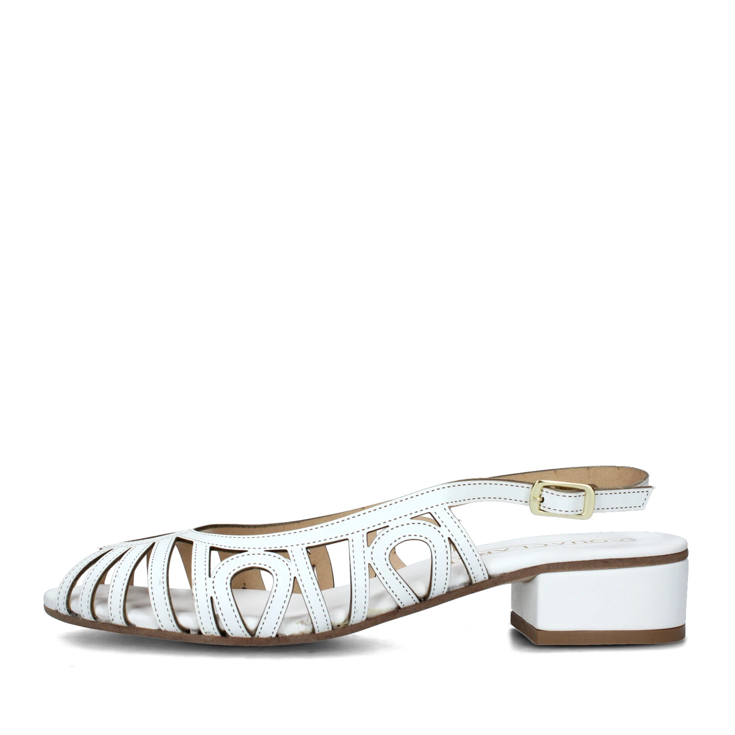 SANDALI TACCO BASSO IN PELLE RAGNETTO DONNA BIANCO