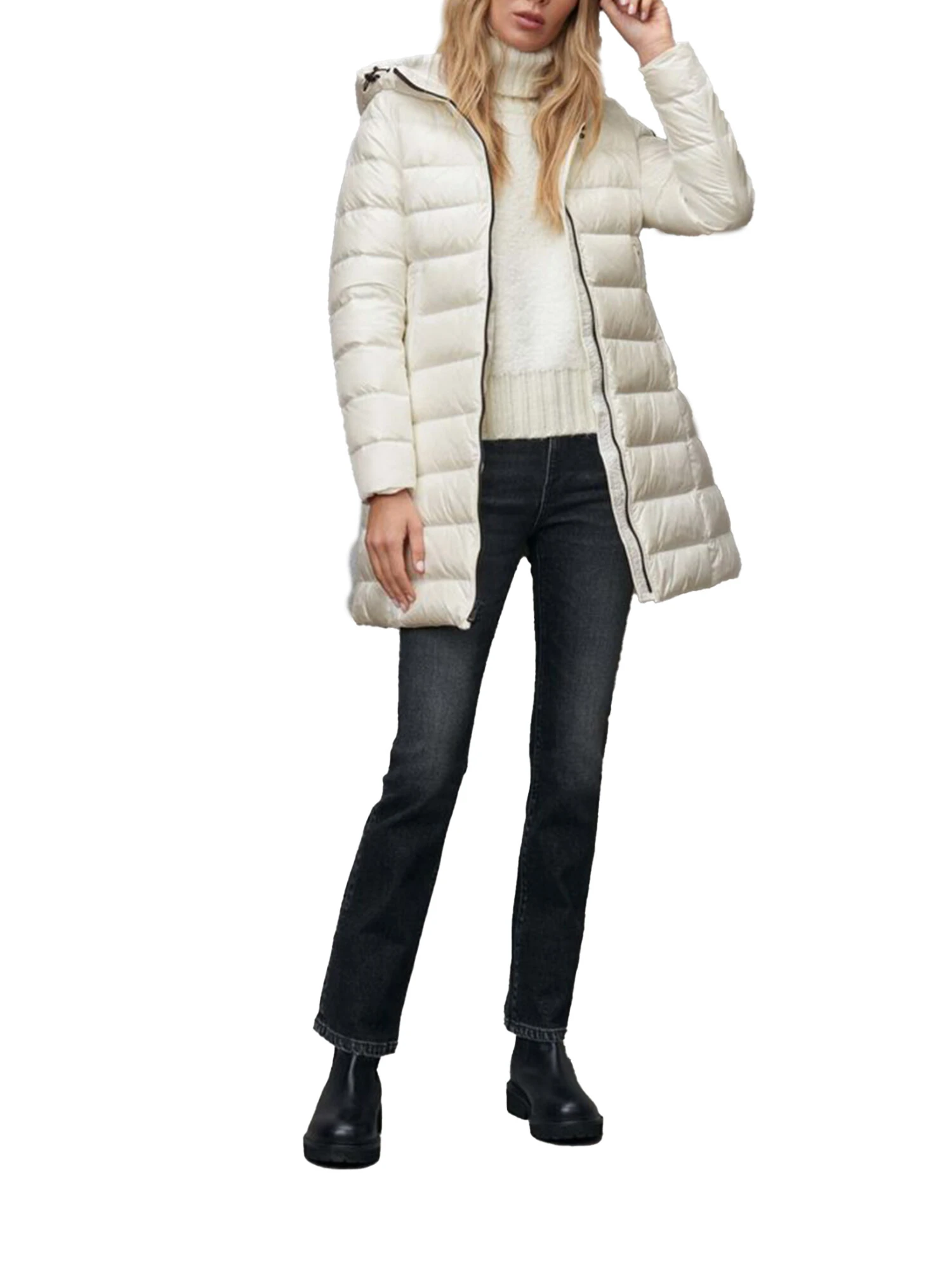 Blauer PIUMINO LUNGO A RIGHE AGNES DONNA BIANCO Step By Step Shop
