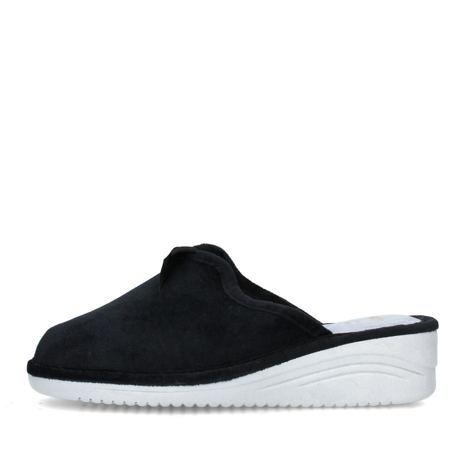 Melluso Pantofole Donna PD819 | Morbide In Tessuto Nero Con Zeppa 2cm | Fodera Calda E Chiusura A Strappo | Autunno Inverno - 6