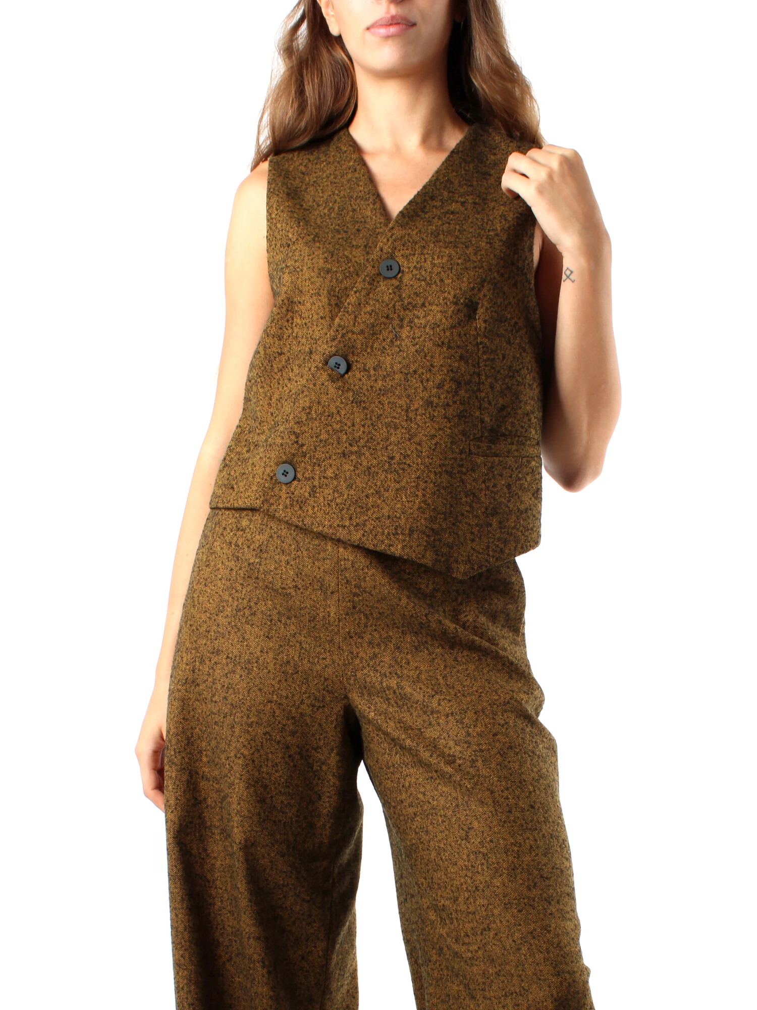 GILET CON CHIUSURA ASIMMETRICA DONNA BEIGE