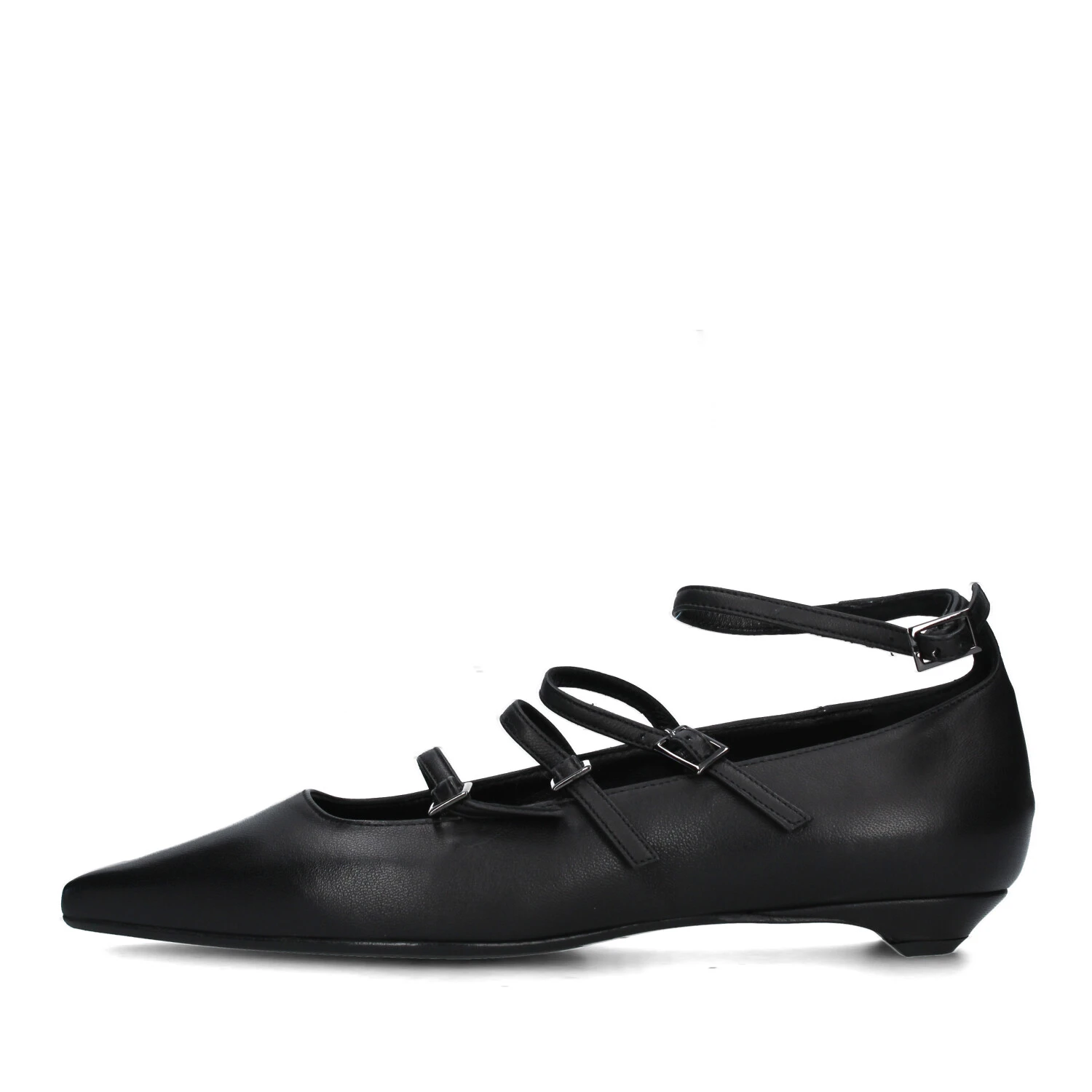 SLINGBACK IN PELLE CON CINTURINI DONNA NERO