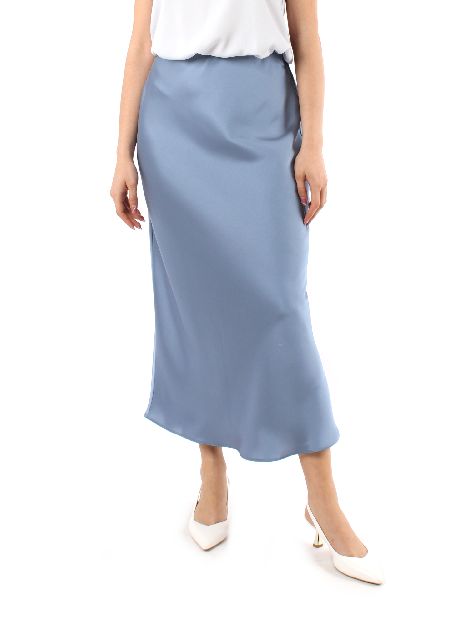 GONNA LUNGA IN RASO DONNA AZZURRO