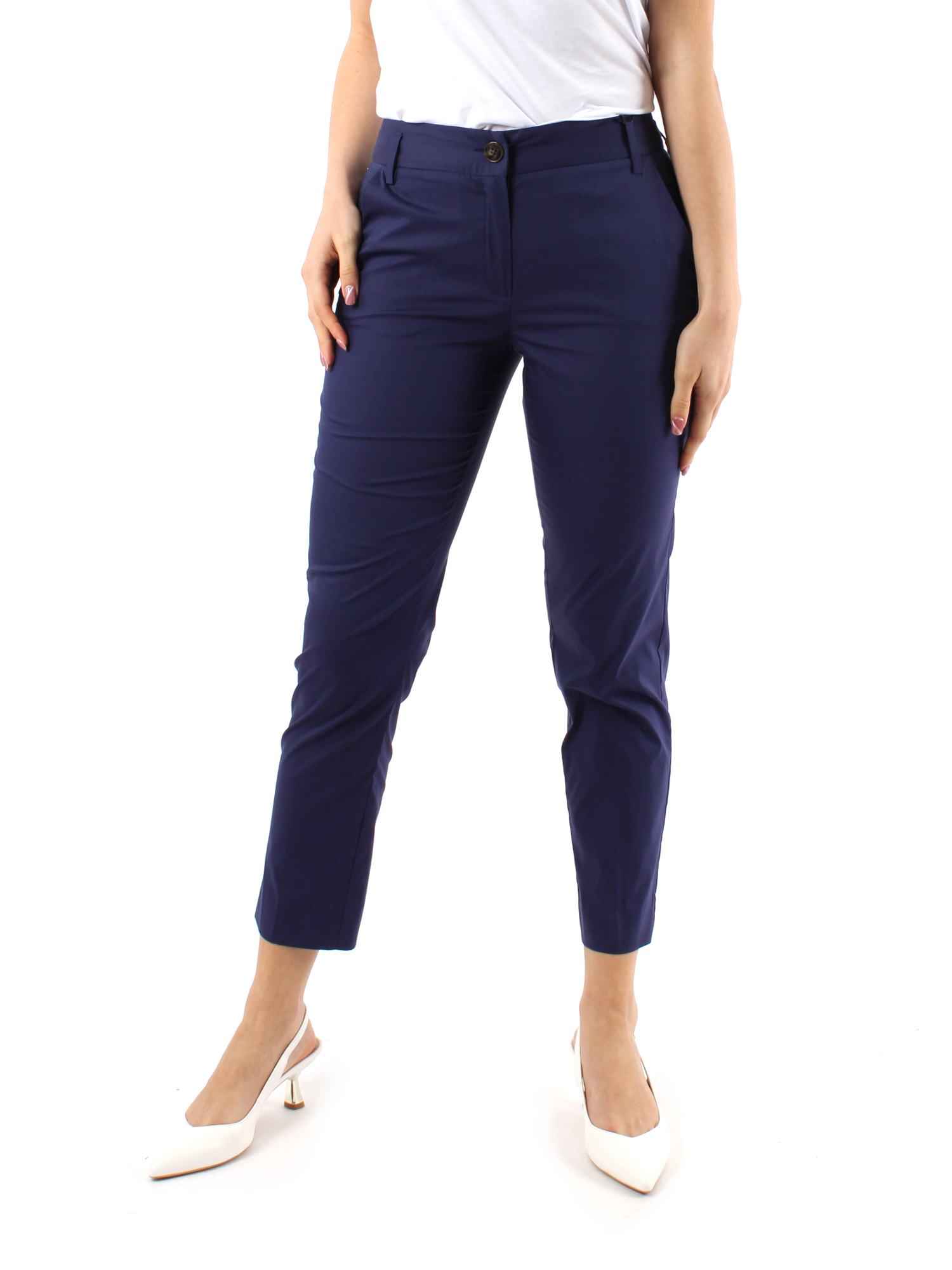 PANTALONI CHINO MISTO COTONE DONNA BLU