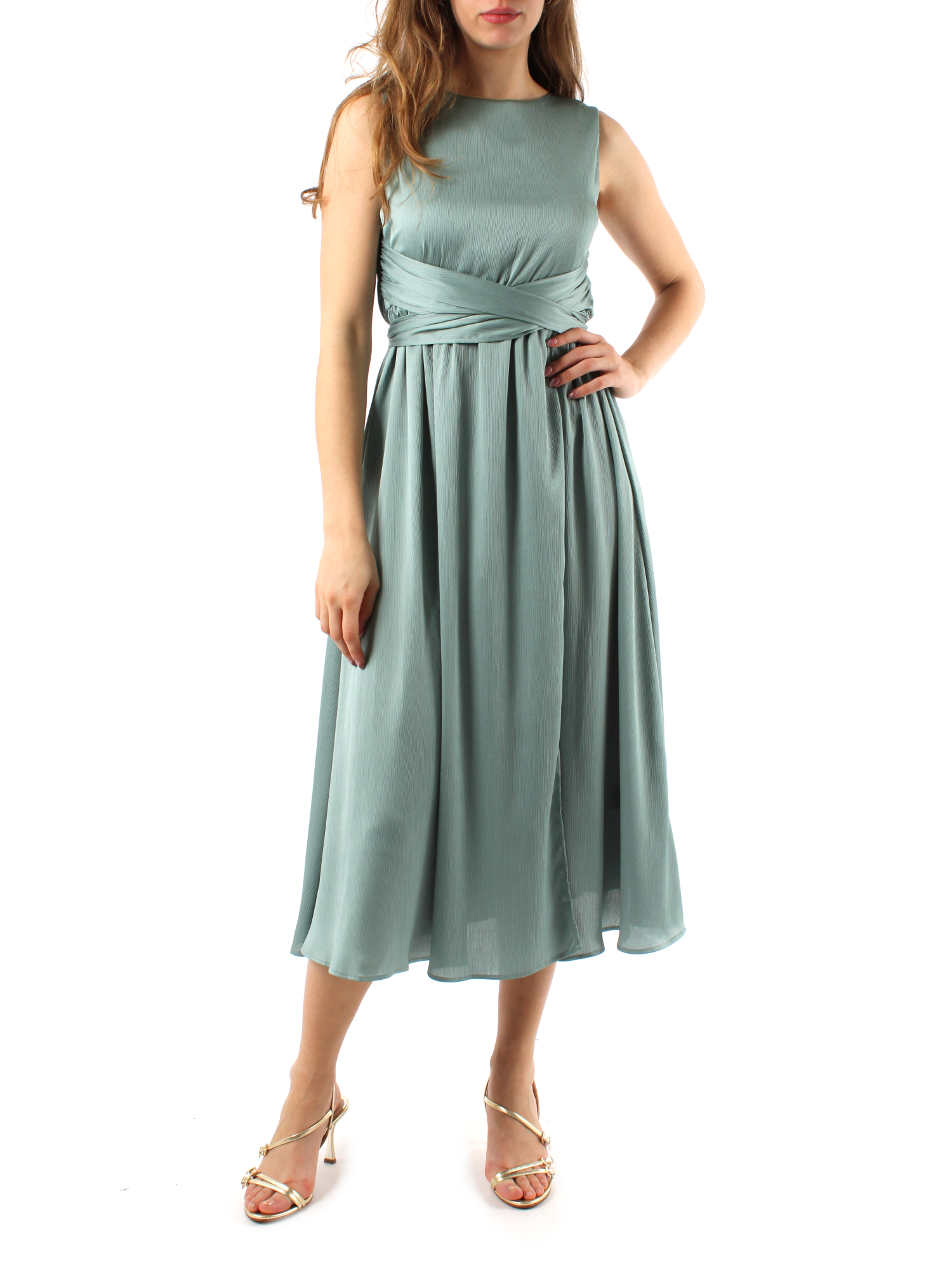 VESTITO MIDI IN CREPONNE DONNA VERDE