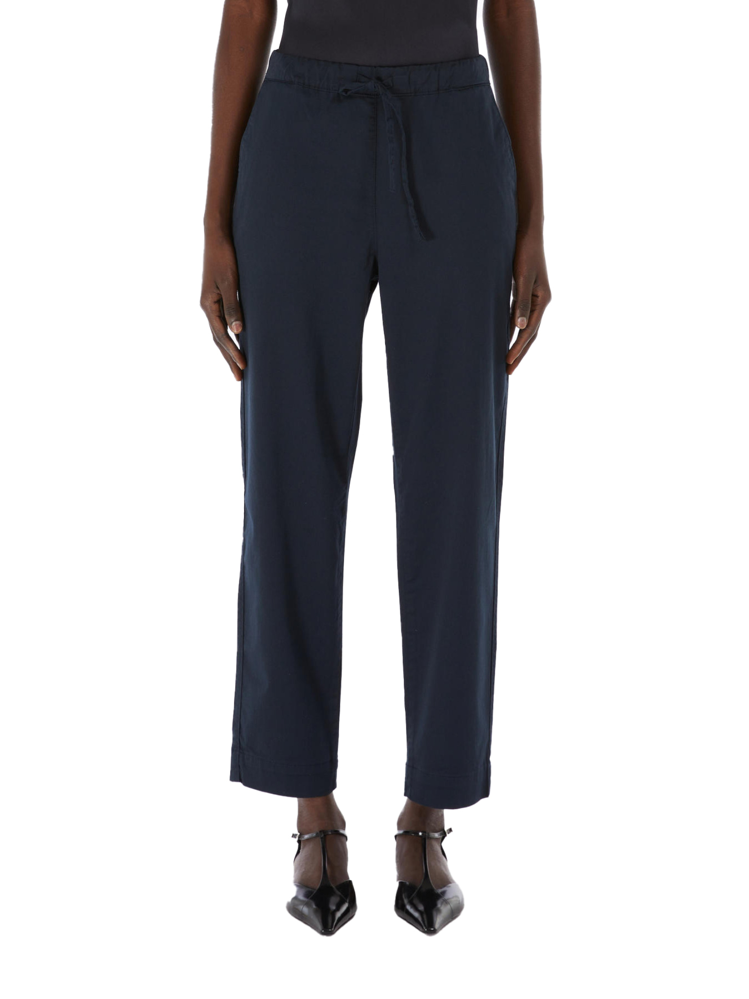 Pantalone a palazzo con vita elastica BLU - PIU Pantalone a palazzo con vita elastica BLU - PIU
