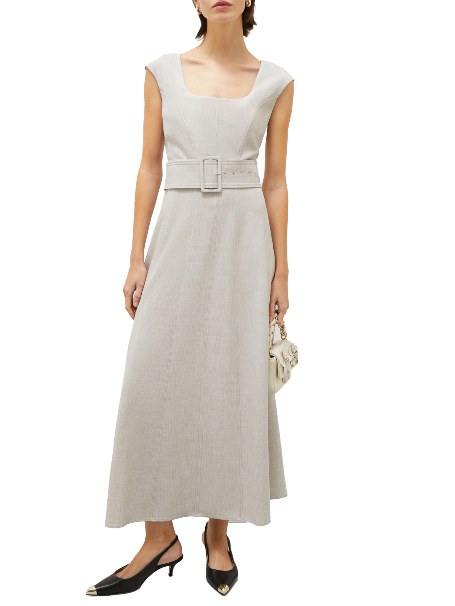 VESTITO LUNGO IN STUOIA MELANGE DONNA BEIGE