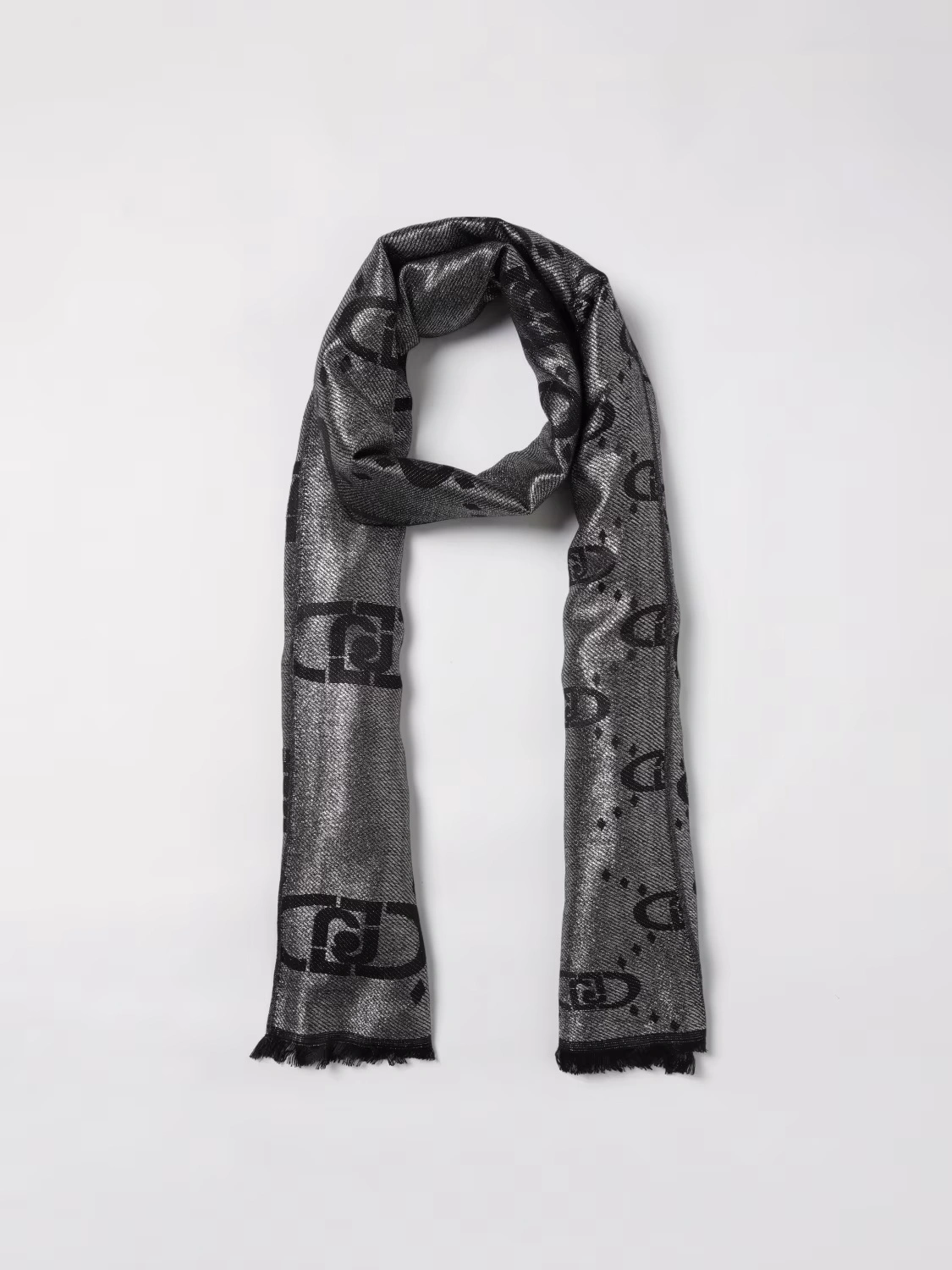 Stola Liu Jo Nera In Modal - 90x180 Cm, Con Motivi Geometrici E Frange - Foto 5