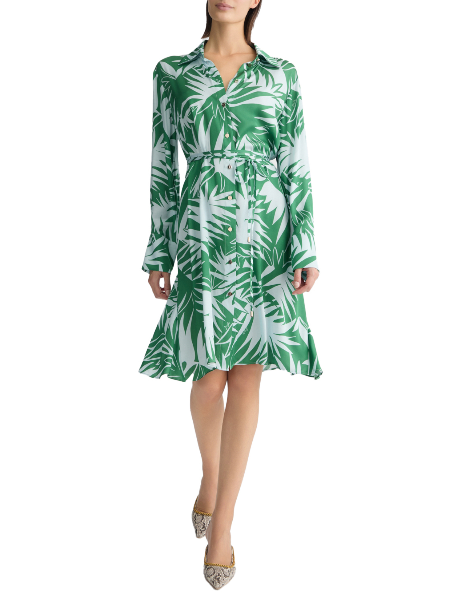 VESTITO CHEMISIER A FANTASIA DONNA VERDE