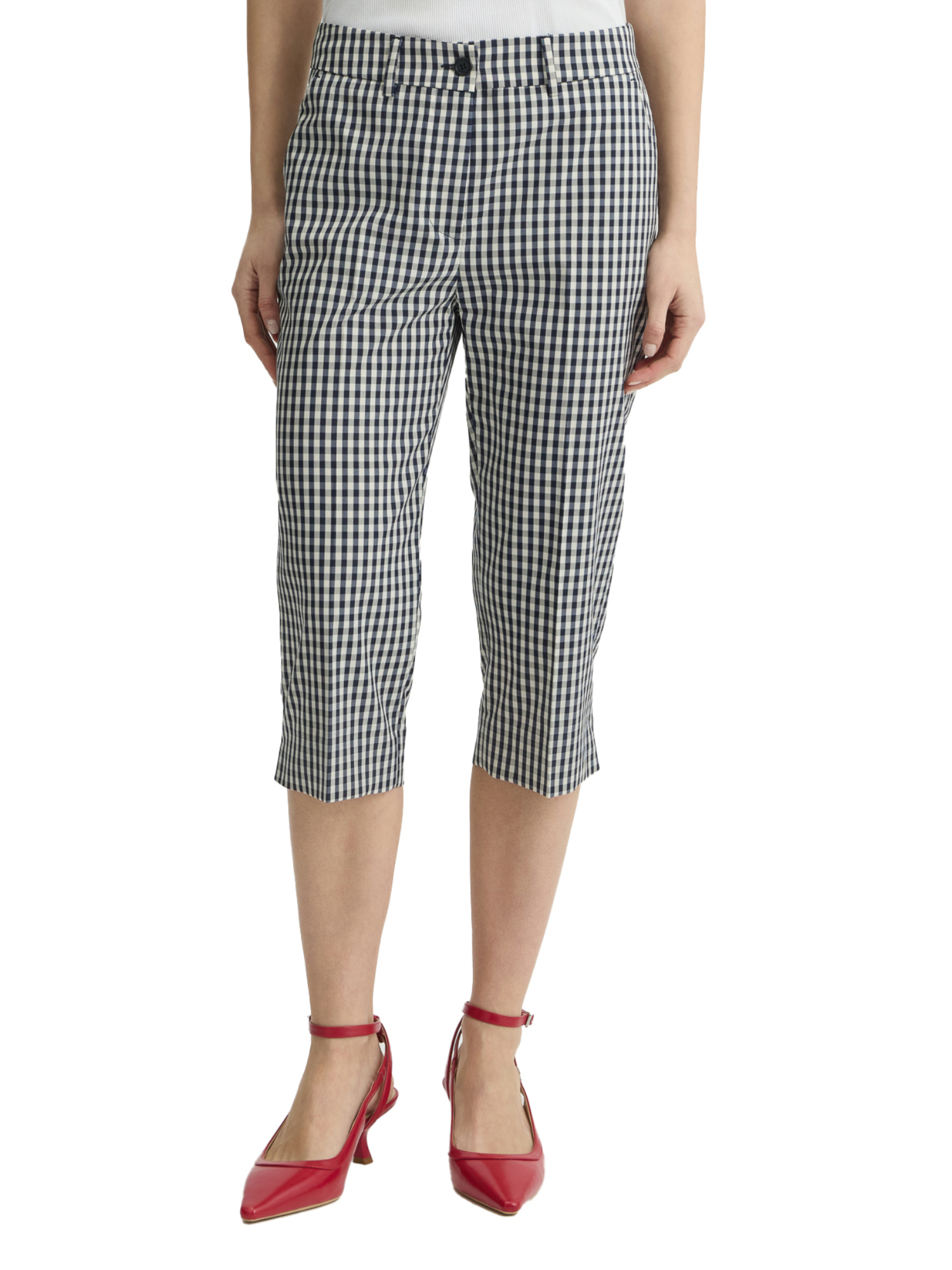 PANTALONI CROPPED CAPRI  A QUADRATINI DONNA BLU
