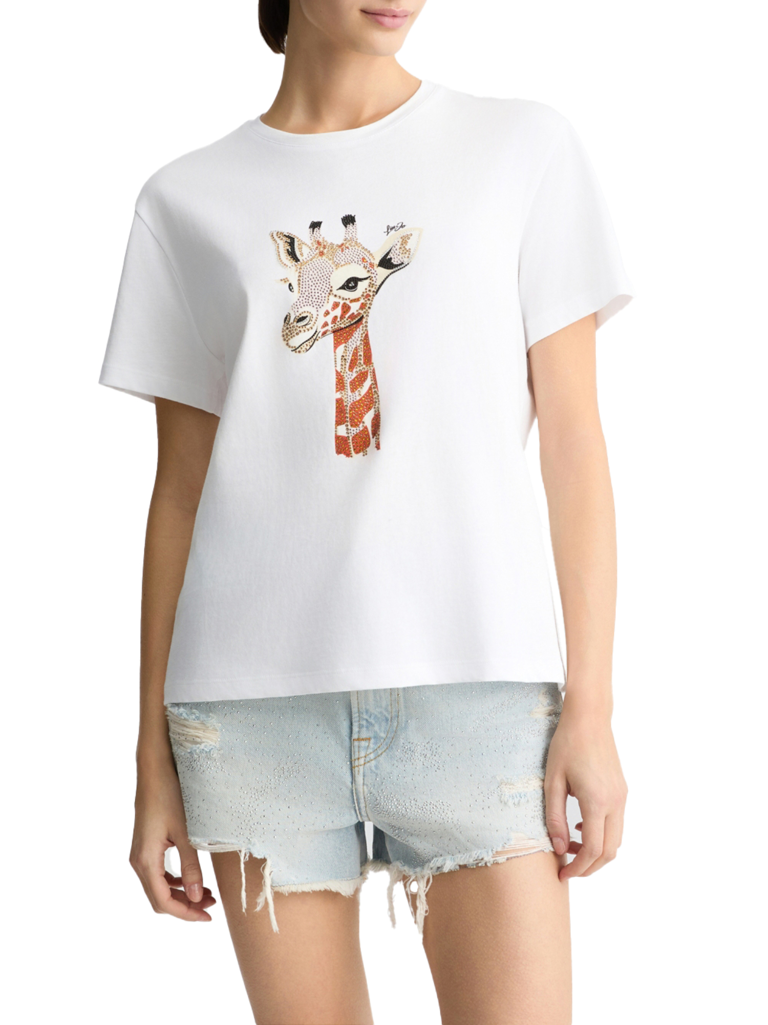 T-SHIRT MANICA CORTA STAMPA GIRAFFA DONNA BIANCO