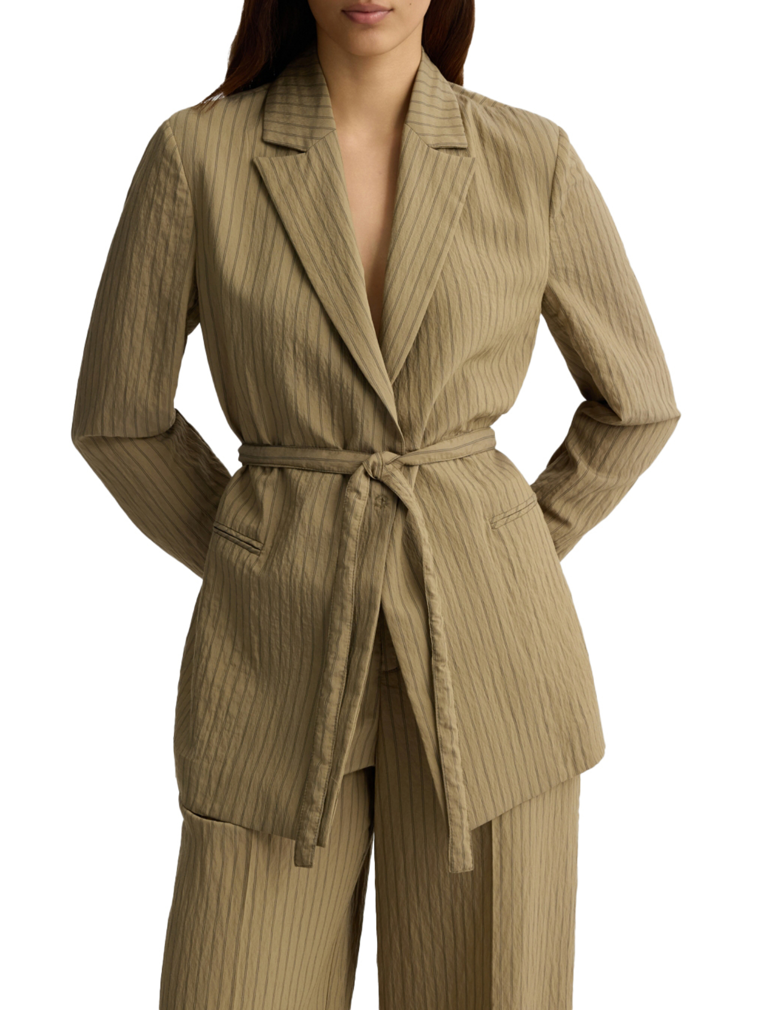 GIACCA BLAZER A RIGHE DONNA VERDE