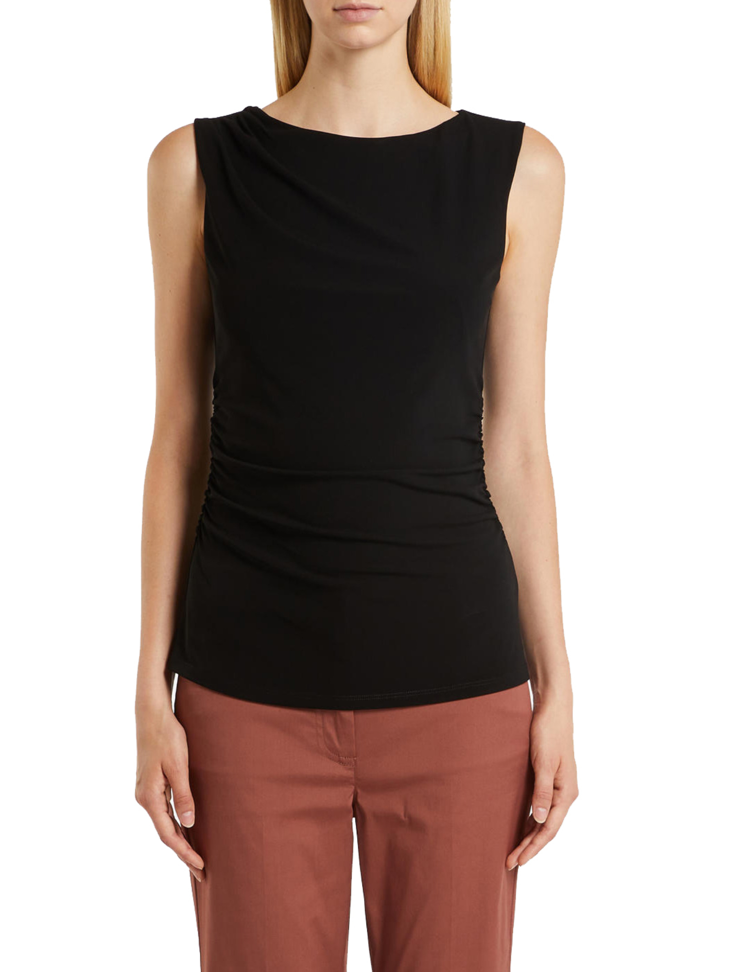 TOP GIFT IN JERSEY DI VISCOSA STRETCH DONNA NERO