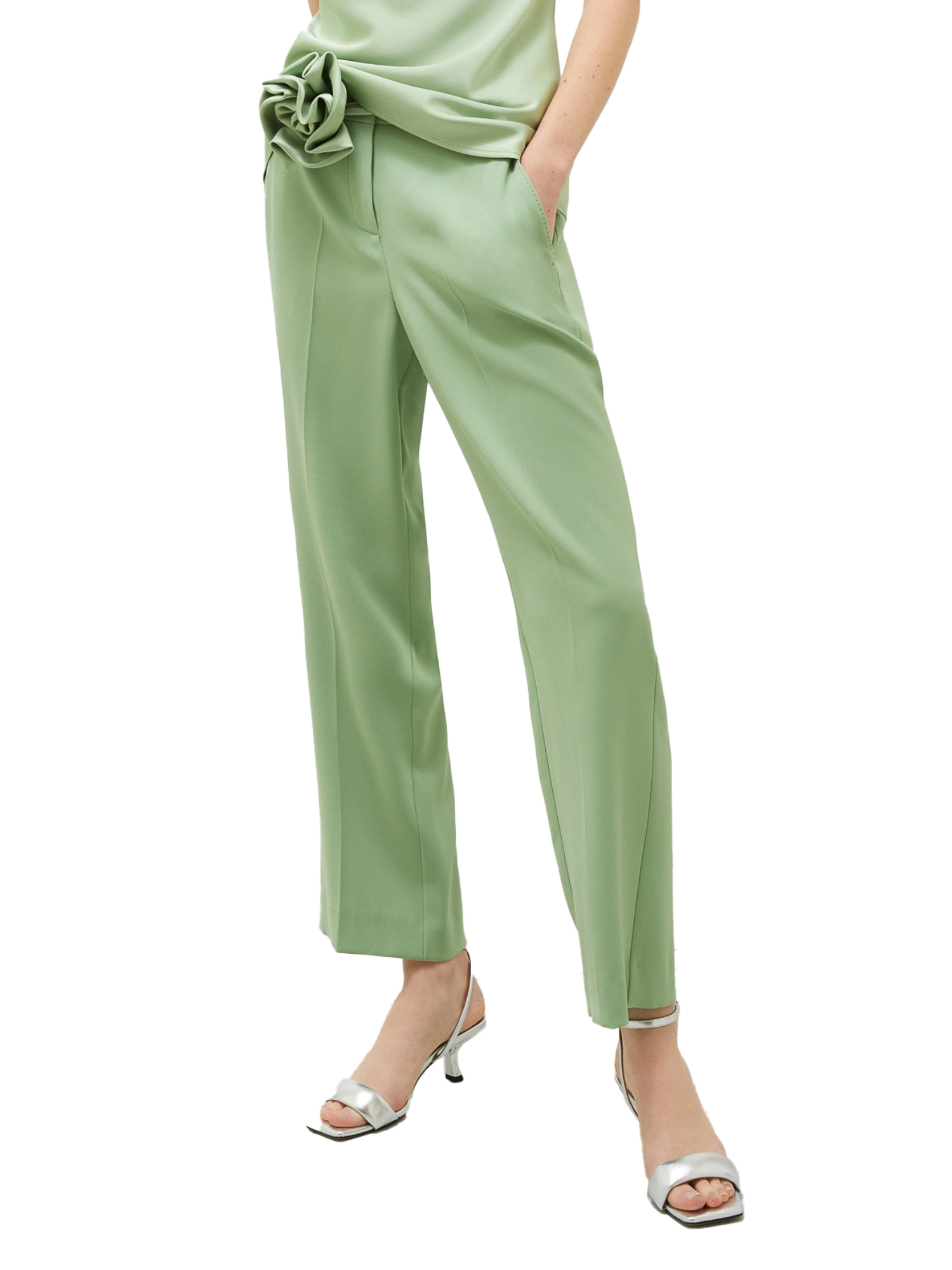 PANTALONI CHINO CRÊPE ENVER SATIN DONNA VERDE