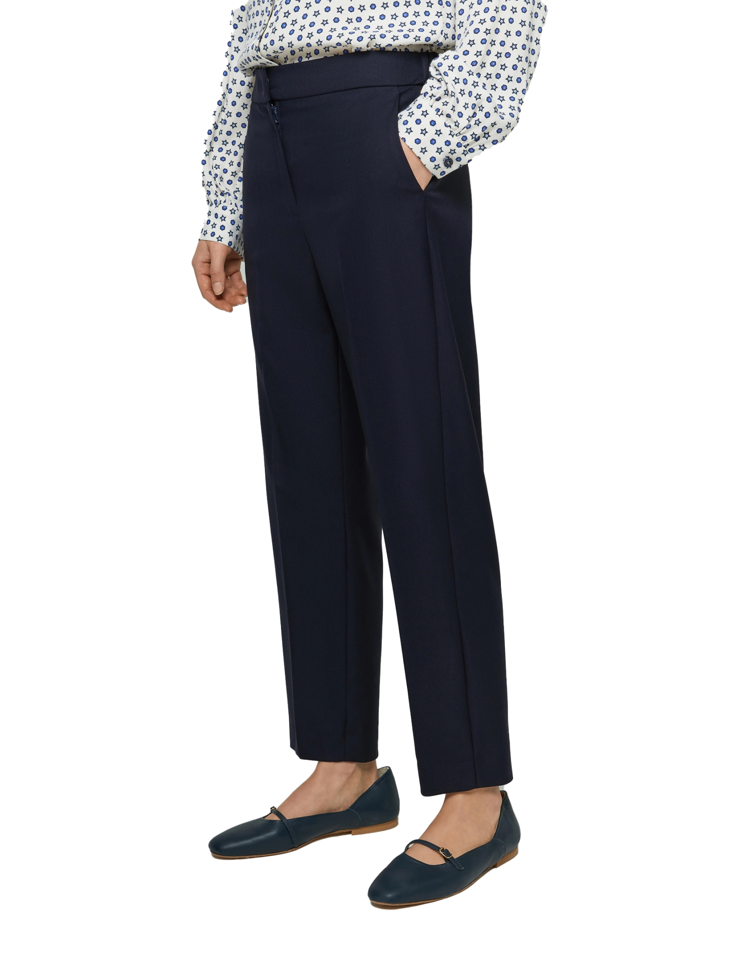 PANTALONI CROPPED IN TWILL DONNA BLU NOTTE