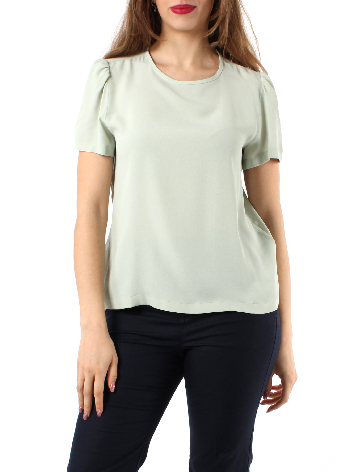 BLUSA MANICHE CORTE VERDE MENTA